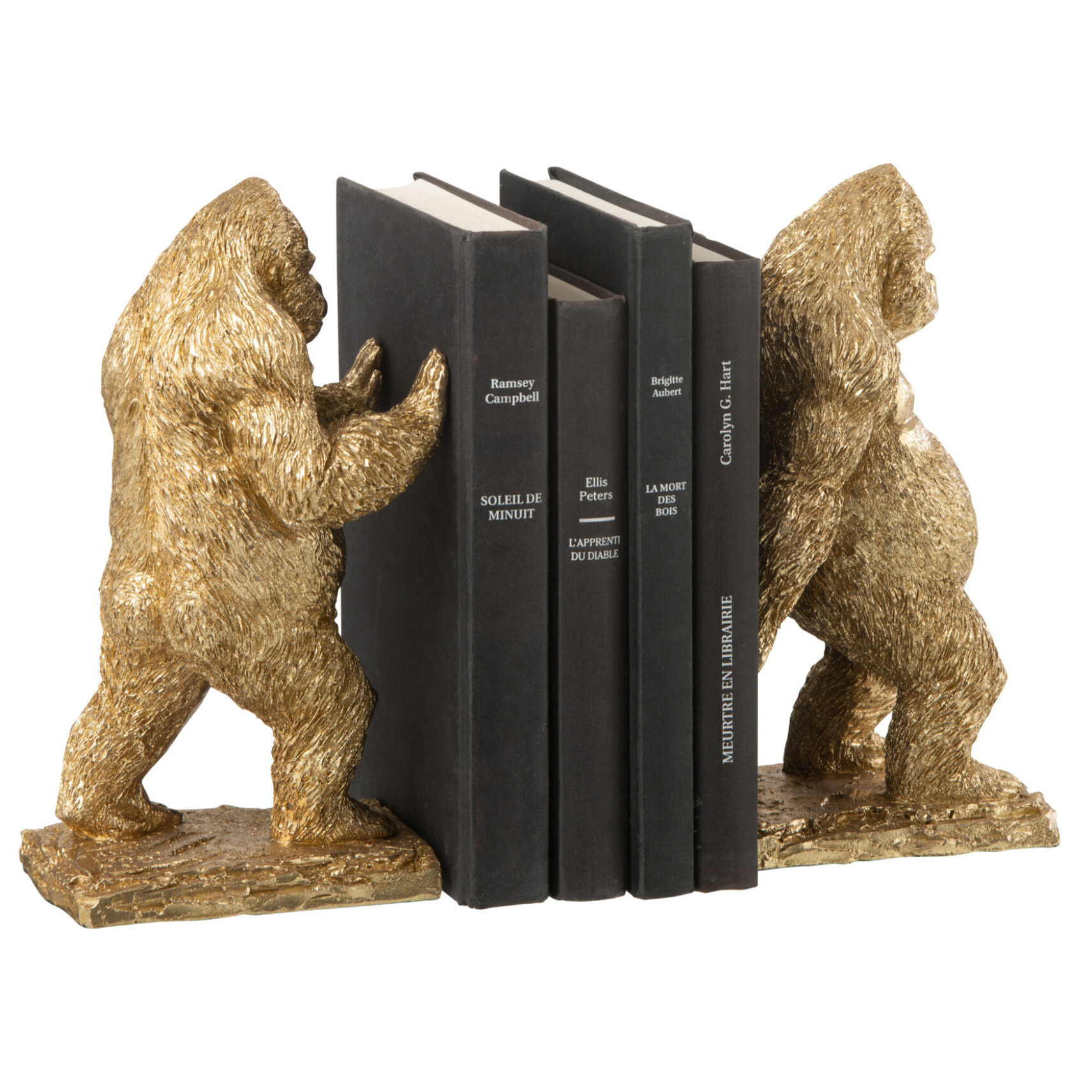 J-Line serre-Livre Gorille - polyrésine - or - set de 2