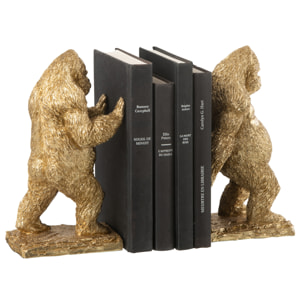 J-Line serre-Livre Gorille - polyrésine - or - set de 2