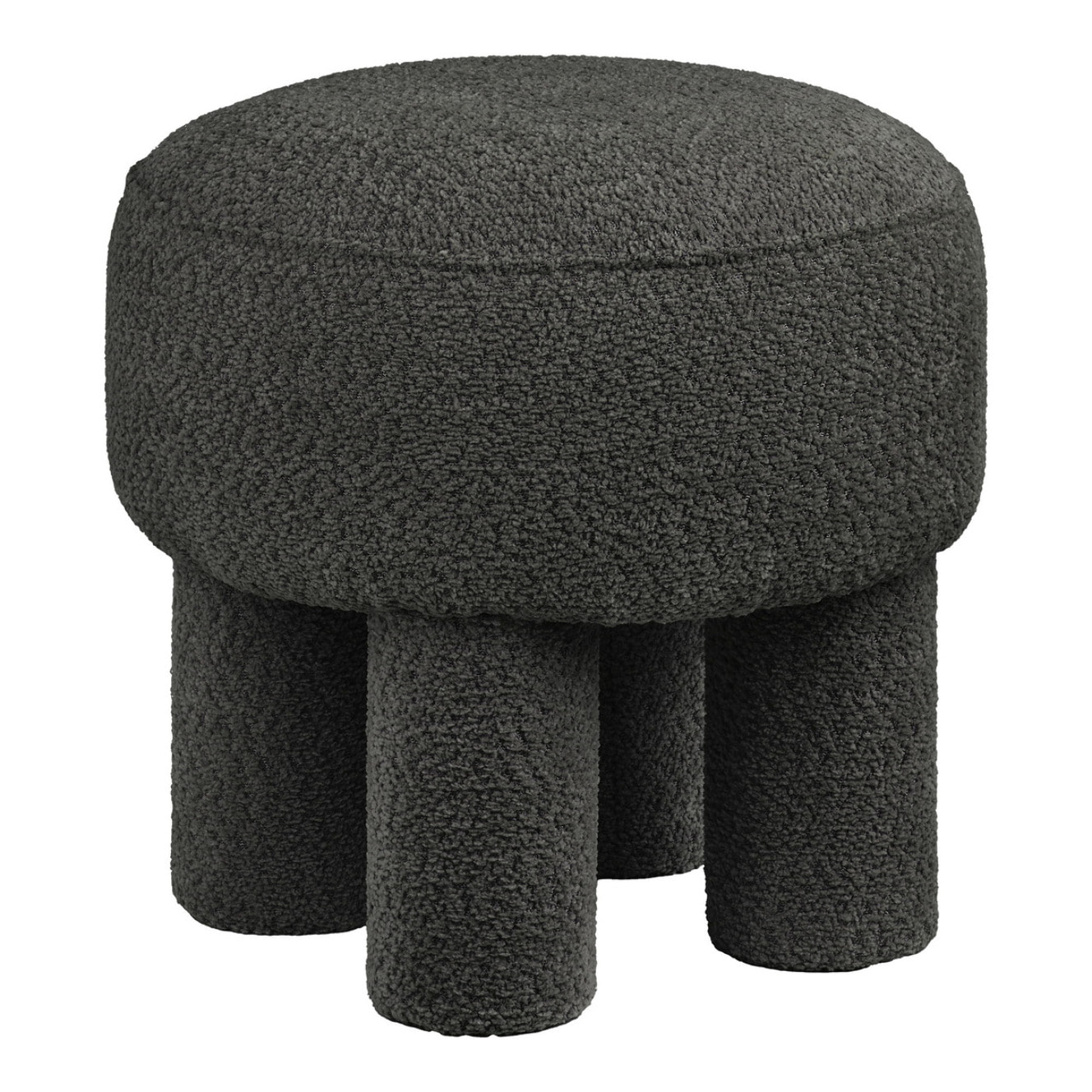Canberra - Pouf rotondo in chenille antracite ø43x43 cm