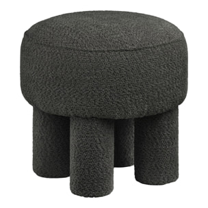 Canberra - Pouf rotondo in chenille antracite ø43x43 cm