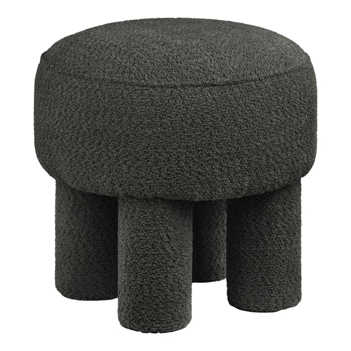 Canberra - Pouf rotondo in chenille antracite ø43x43 cm