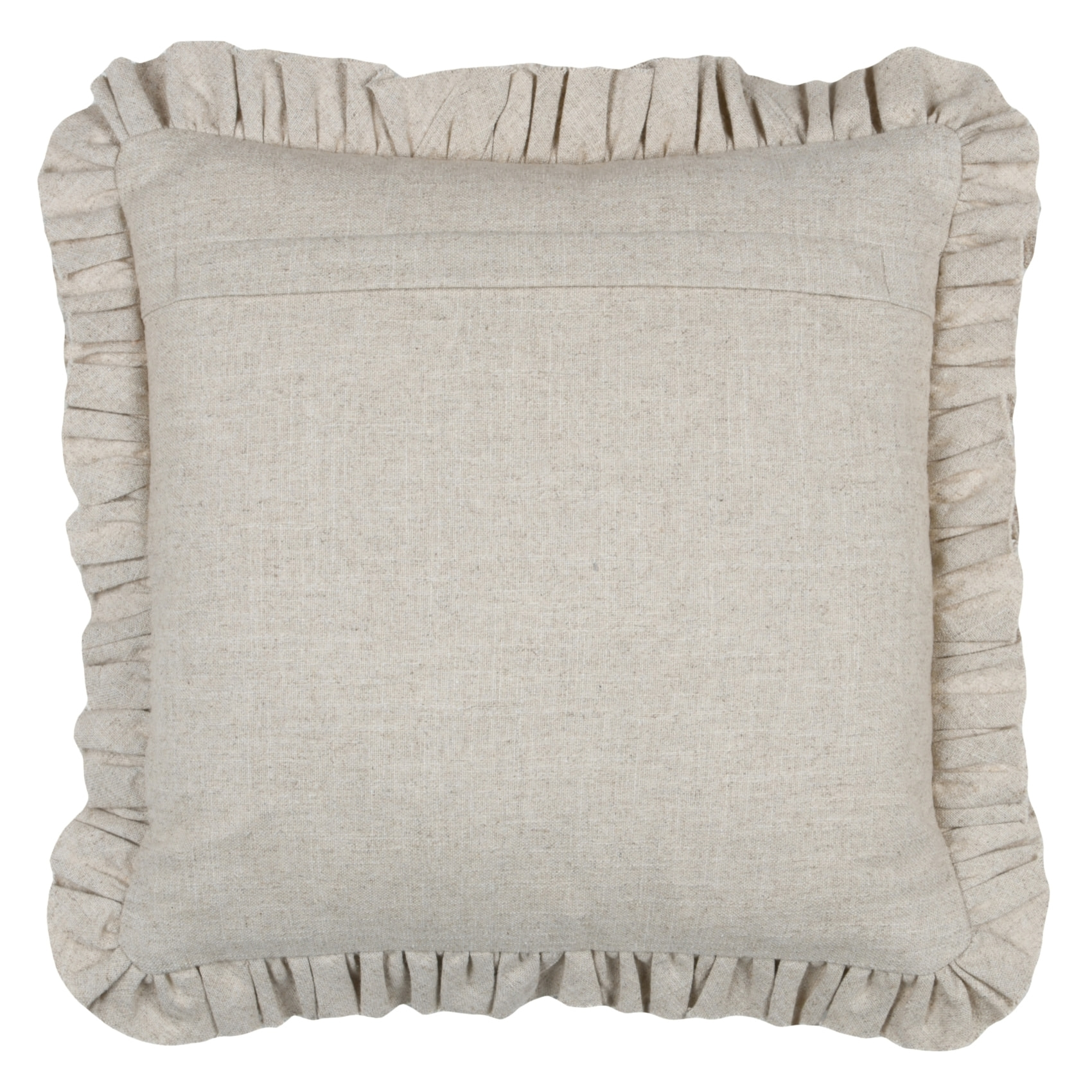 Coussin à volants en coton et lin - Ficelle