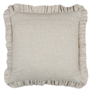 Coussin à volants en coton et lin - Ficelle