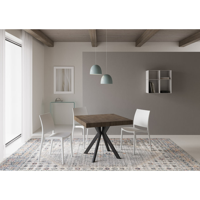 Tavolo allungabile 90x90/194 cm Dolcezza noce gambe antracite