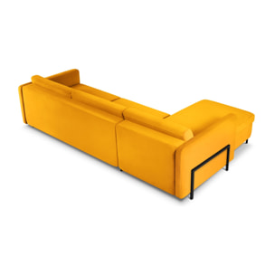 Canapé d'angle gauche convertible "Yanis" 5 places en velours jaune