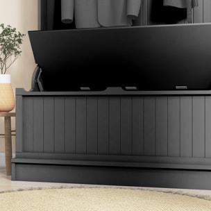 Perchero Zapatero, Perchero Entrada Recibidor con Banco de Almacenamiento y 5 Ganchos, Estilo Moderno, para Pasillo Dormitorio, 96x34x179,7 cm, Negro