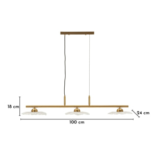 LAMPADARIO EMILY 3 LUCI VETRO TRASPARENTE CM 100X24X18