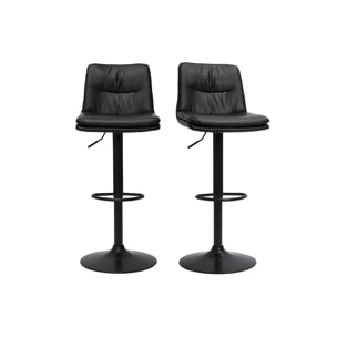 Tabourets de bar réglables noirs et métal noir (lot de 2) ZUCK
