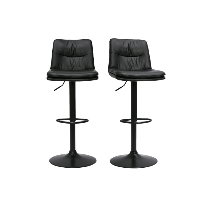 Tabourets de bar réglables noirs et métal noir (lot de 2) ZUCK