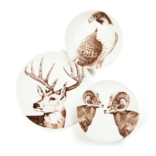 Set 3 Piatti Excelsa – Faune & Flore, Ceramica Multicolore