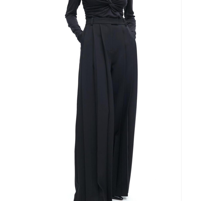 Pantaloni a gamba larga a pieghe