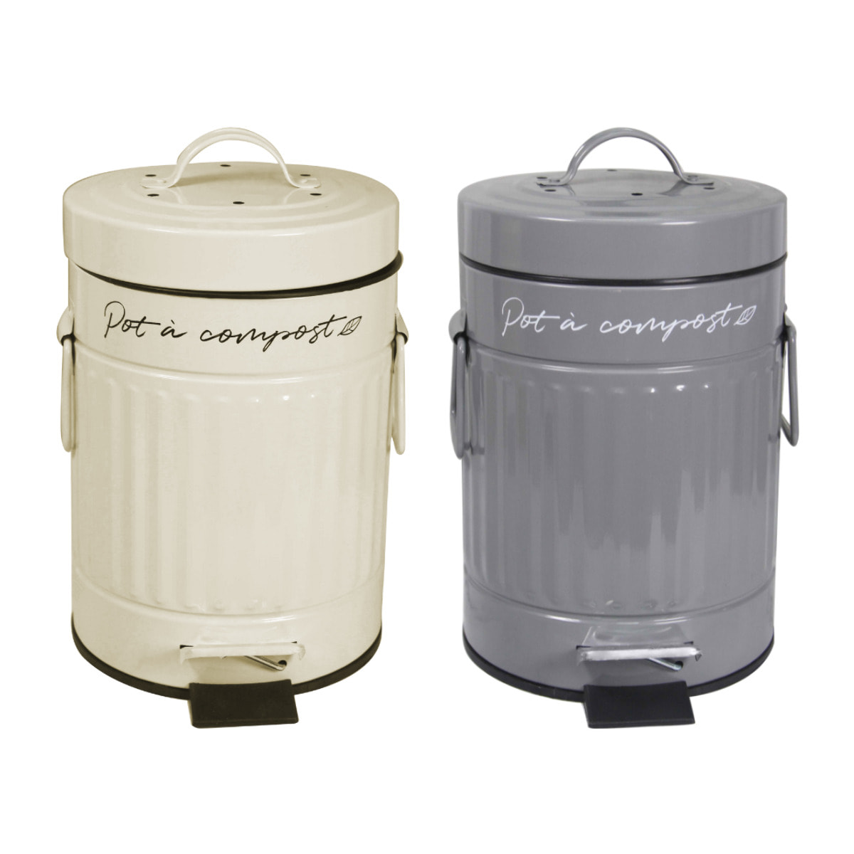 Pot à compost beige 3 L forme arrondie, BOBYO