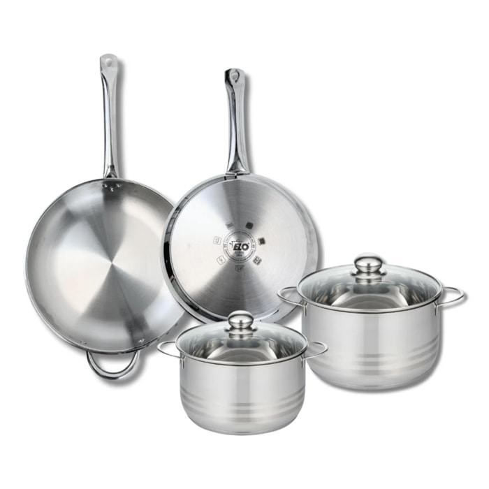 Ensemble de 2 Poêles de cuisson 28 et 32 cm et 2 faitouts 20 et 24 cm Elo Profi Brillant