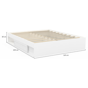 Cadre de lit Orem 160x200cm blanc tiroir coulissant