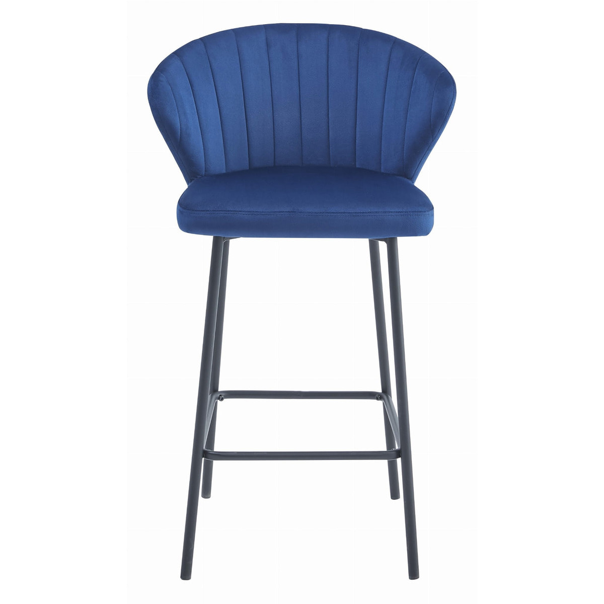 Sgabello da bar Gatta in velluto blu e gambe nere
