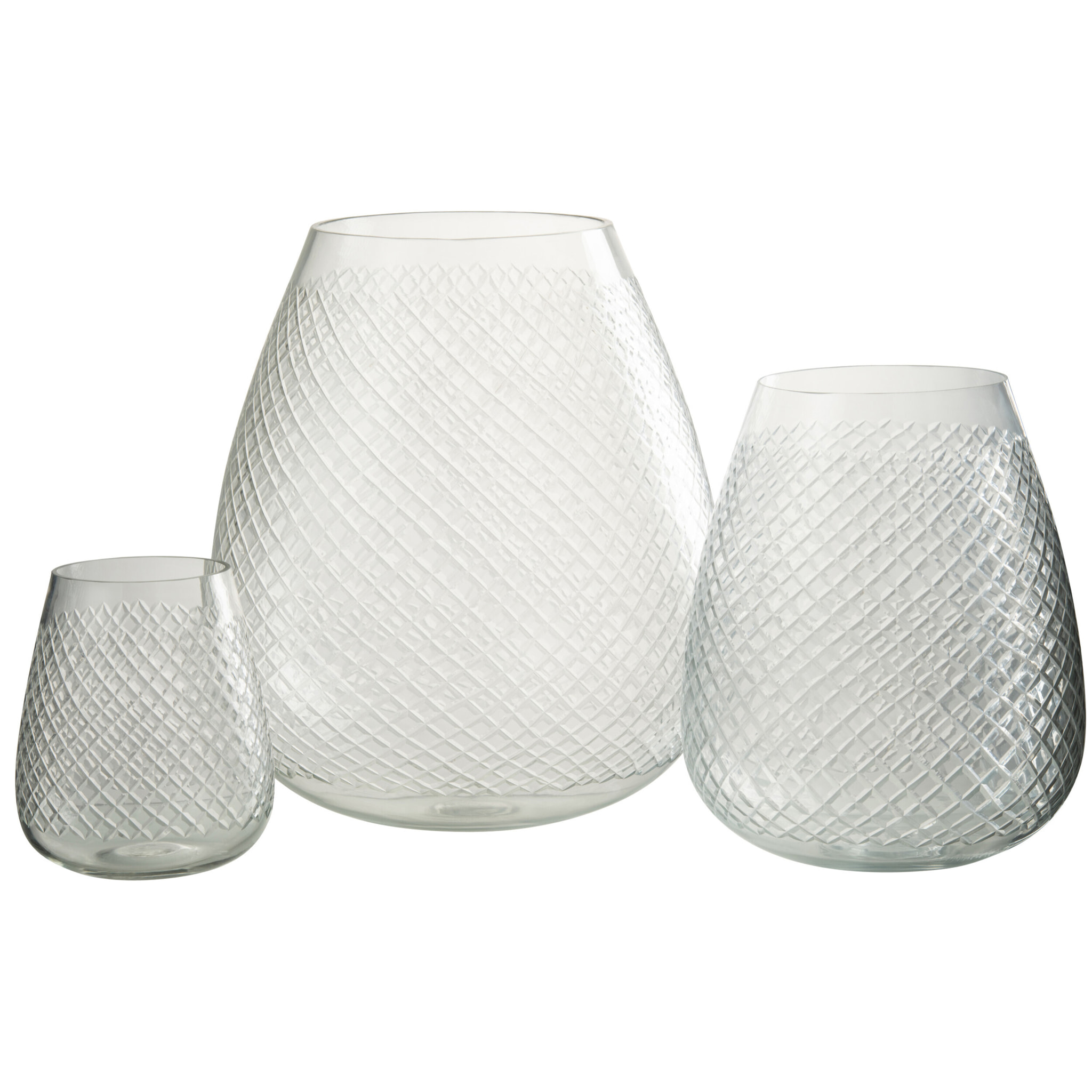 J-Line Vase Carreaux Verre Transparent Large