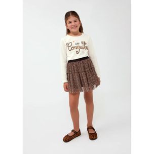 Falda de tul con estampado de leopardo
