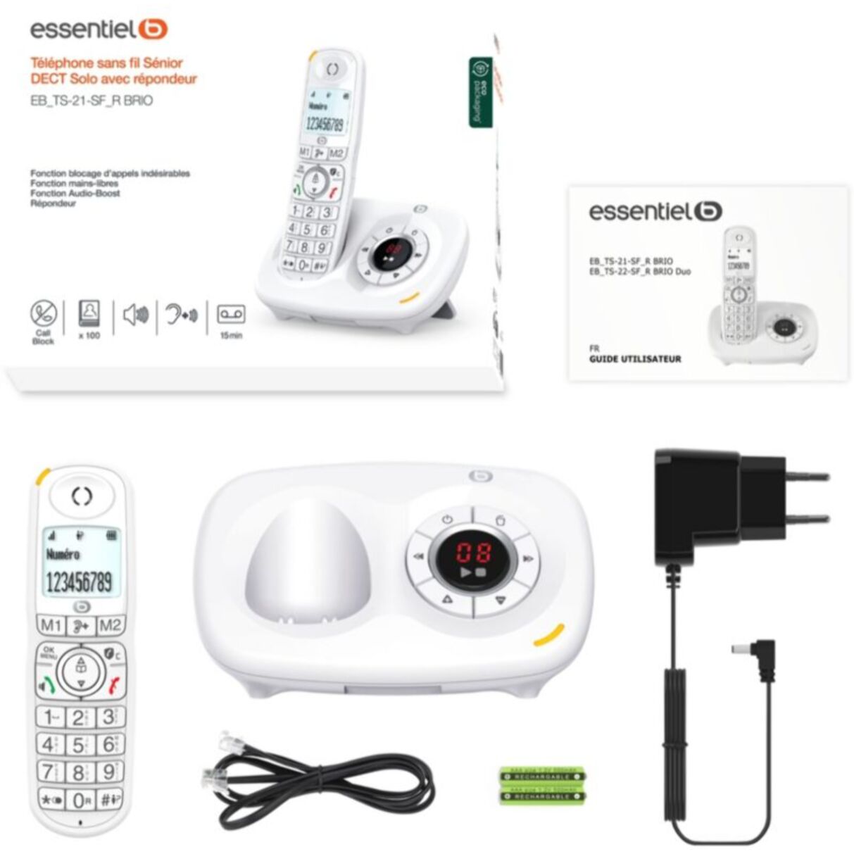 Téléphone sans fil ESSENTIELB BRIO SOLO Rép