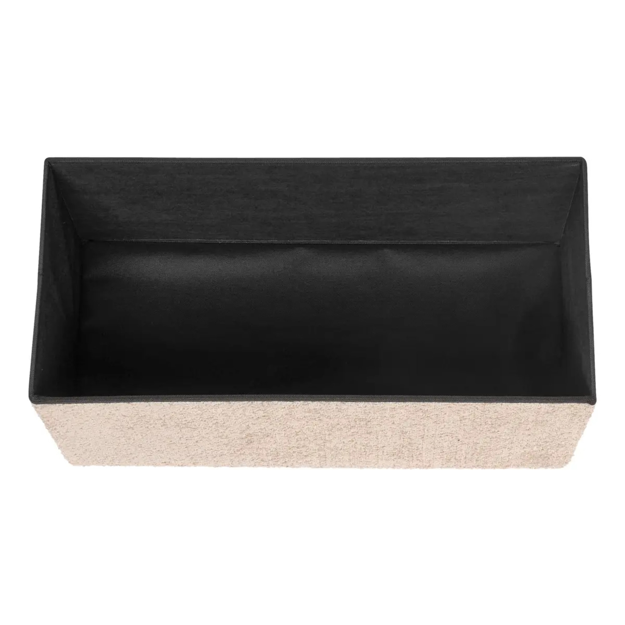 Pouf Pliable Coffre Soana en Bouclette Beige foncé 76x38cm