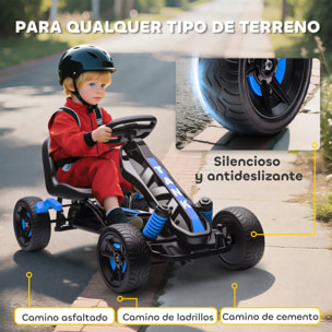 Kart Pedales para Niños de +3 Años Go Kart con Embrague Automático Freno Ruedas Antideslizantes de EVA y Marco Metálico Carga 50 kg Azul