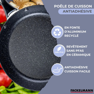 Poêle 24 cm fonte alu revêtement antiadhésif céramique sans PFAS Fackelmann