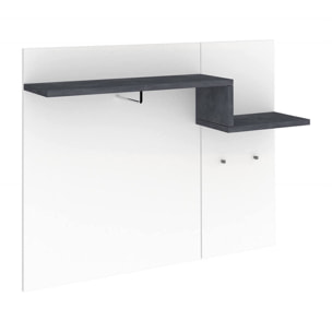 Mobile da ingresso Mugello, Entratina moderna multifunzione, Armadietto multiuso per atrio, 100% Made in Italy, cm 120x30h100, Bianco lucido e Ardesia