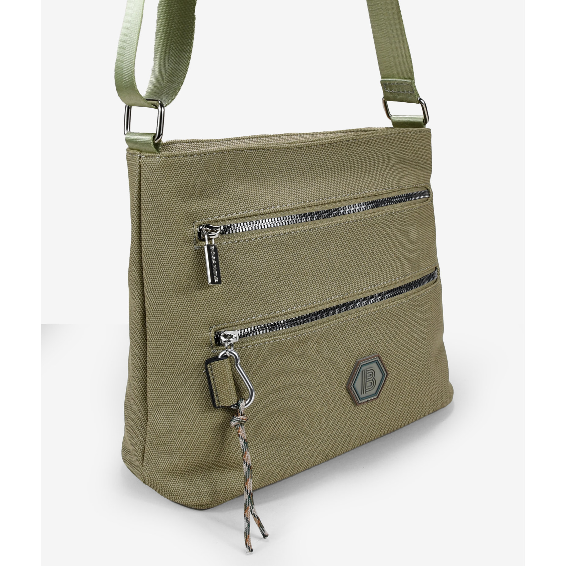 Bolso bandolera verde con cremalleras