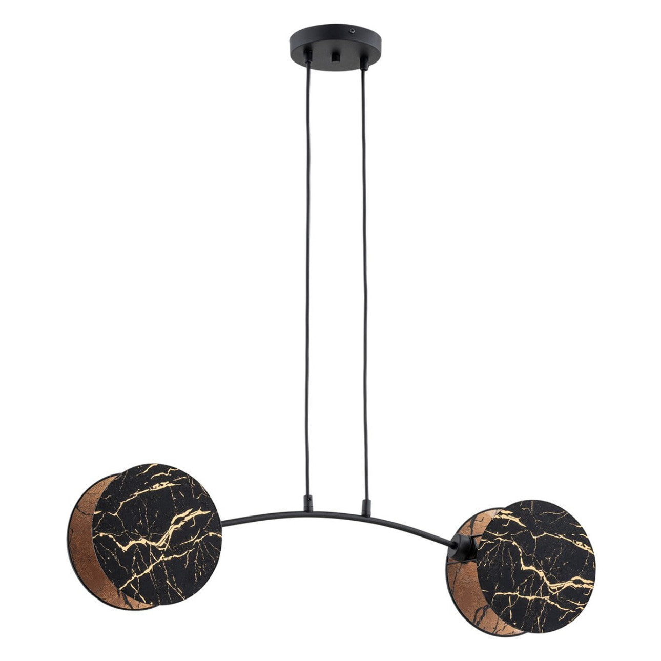 Lampada a sospensione MOTIF in acciaio nero con paralumi effetto marmo