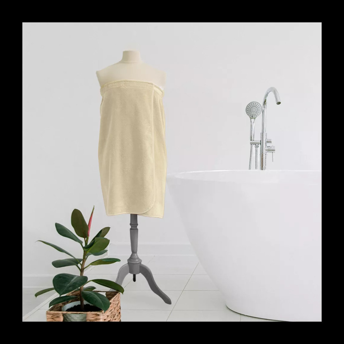 Pareo pur coton 420 g/m² uni beige Elea angora