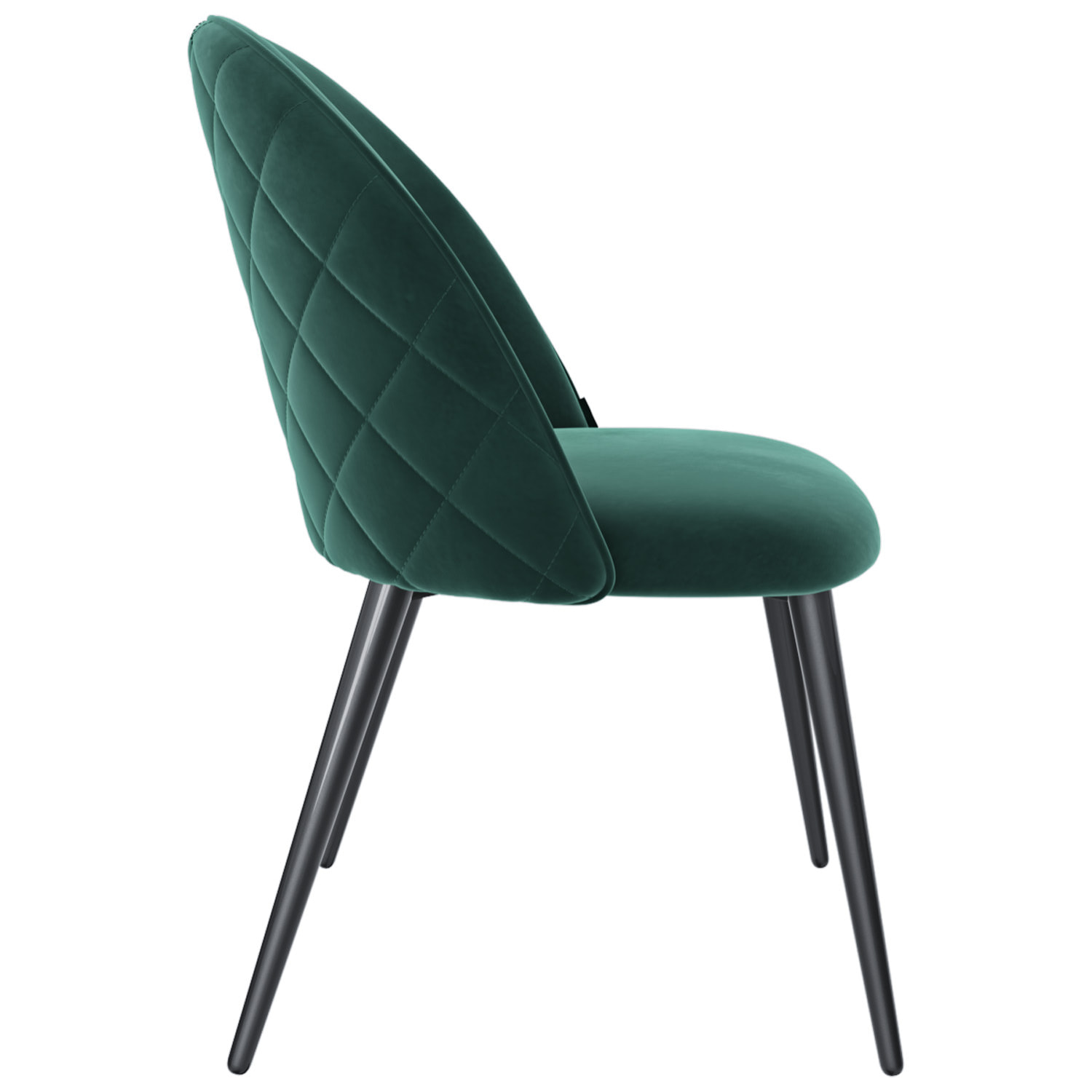 Set di 4 Sedie Imbottite Da Pranzo In Velluto Sedia Gambe In Metallo Nero Schienale Soggiorno Salotto Camera 43 x 47.5 x 80 Cm (Verde Scuro)