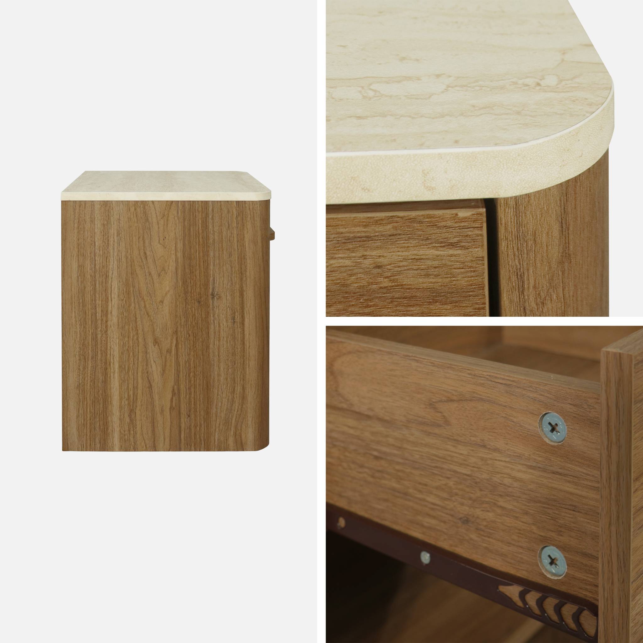 Table de chevet décor bois et effet travertin 1 tiroir (lot de 2) ARETHA