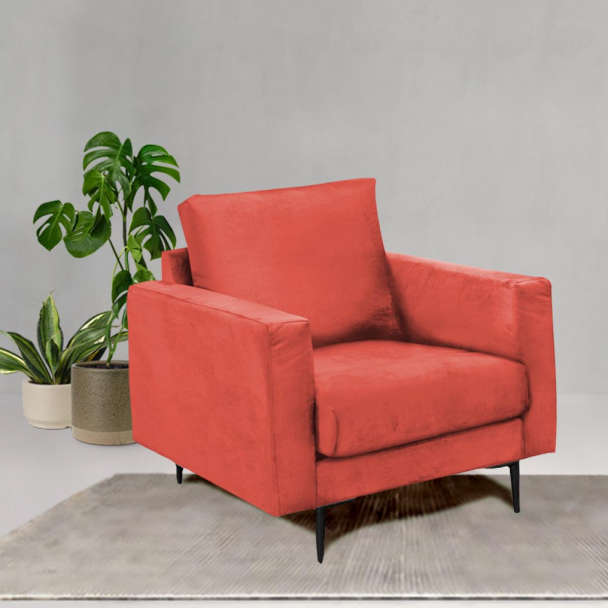 Fauteuil Caruso Velours Rose - 1 Place