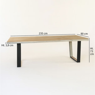 Table en bois d'acacia et pieds en métal noir 235cm HERA