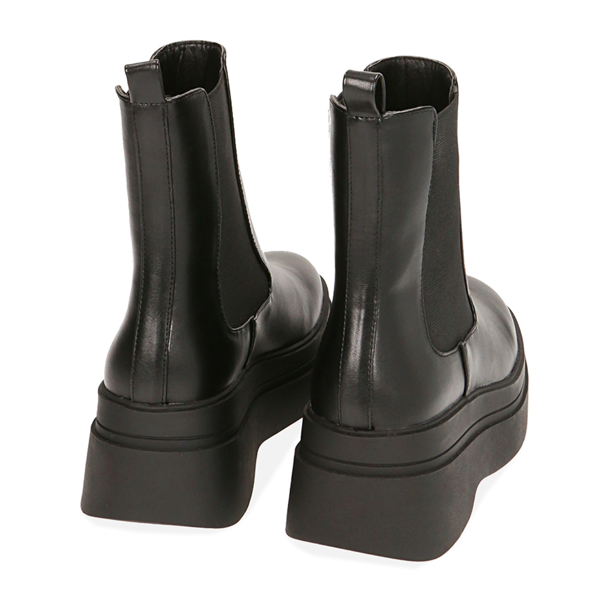 Chelsea boots platform negras, tacón 7 cm