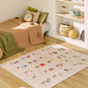 Tapis éducatif intérieur enfant beige abécédaire SCOTY