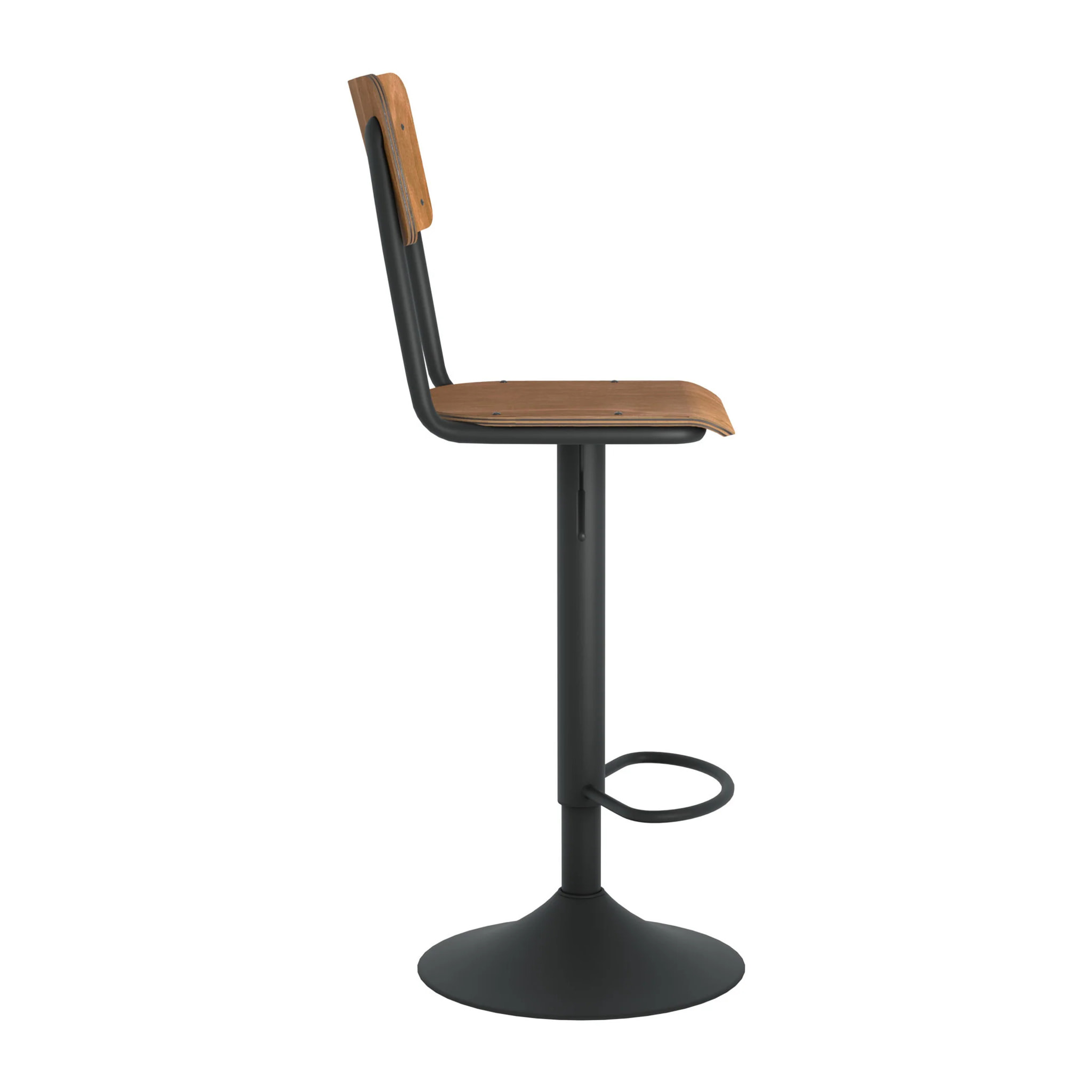 Lot de 2 chaises de bar réglables 60/80 cm en bois foncé - Clem
