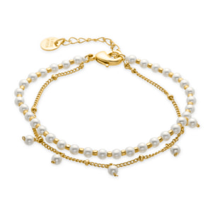 Pulsera de Perla Blanca acabada en oro amarillo de 18k