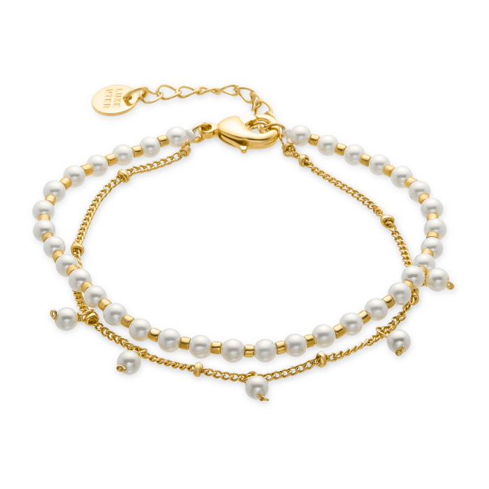 Pulsera de Perla Blanca acabada en oro amarillo de 18k