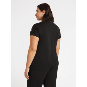 Fiorella Rubino - Camiseta con logotipos de pedrería - Negro