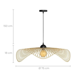Suspension D75 cm en bambou avec fil noir - Jipi