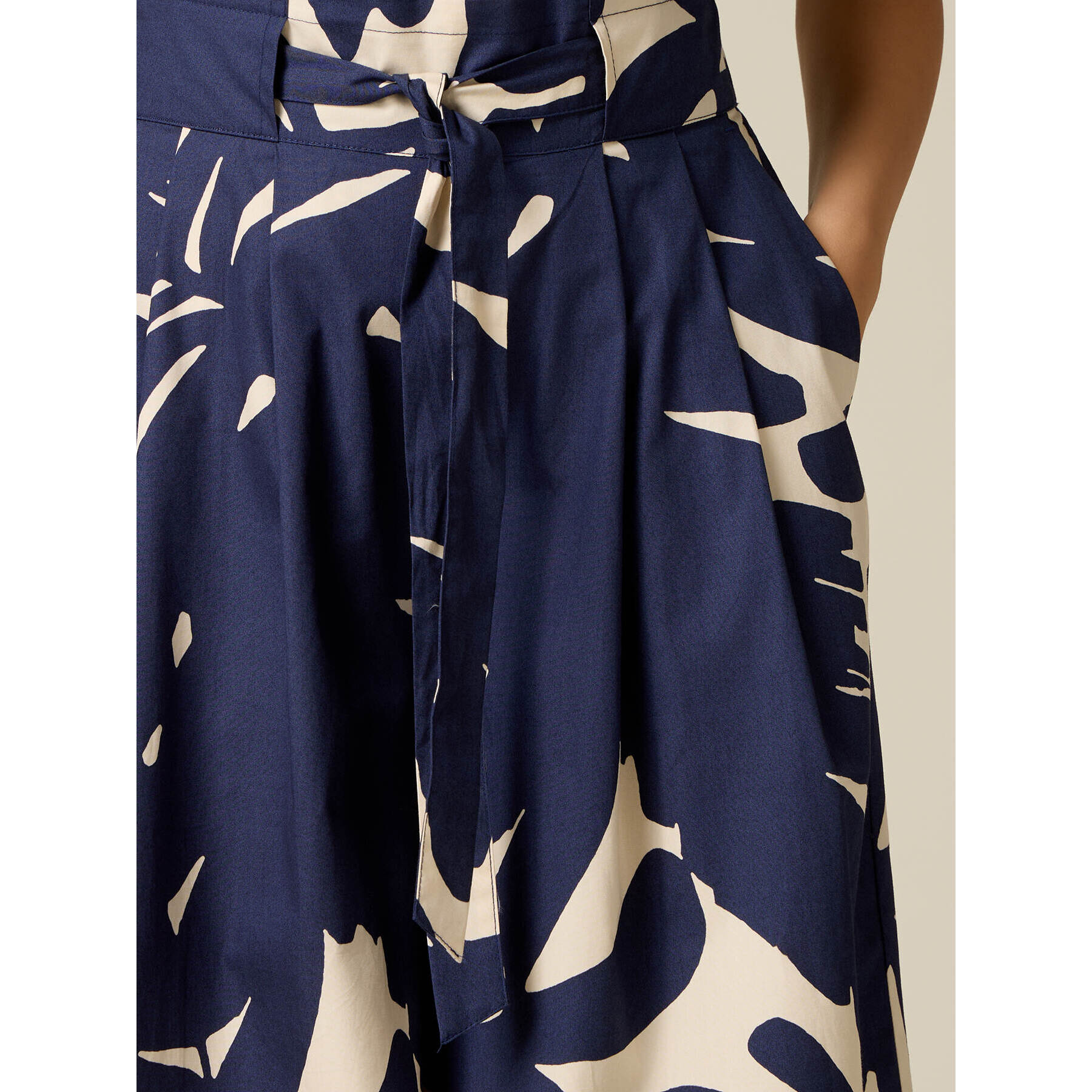 Oltre - Falda pantalón en popelín estampado - Azul