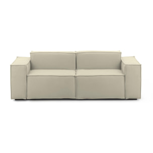 Divano fisso Paola, Divano componibile a 2 posti lineare, 100% Made in Italy, Sofà moderno da soggiorno in tessuto, Cm 220x95h70, Beige