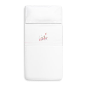 Sábanas Cuna y Kit  Peine con Cepillo de Don Algodón Jirafa Tren