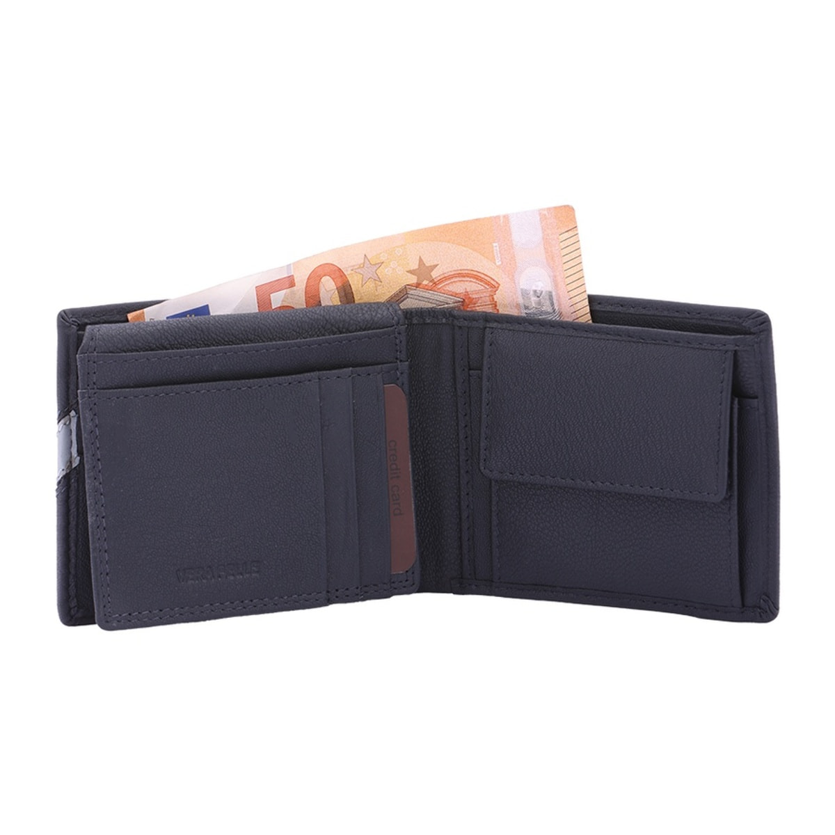 Portafoglio uomo in vera pelle - Modello False - Casual - 9.0 x 11.0 x 2.5 cm