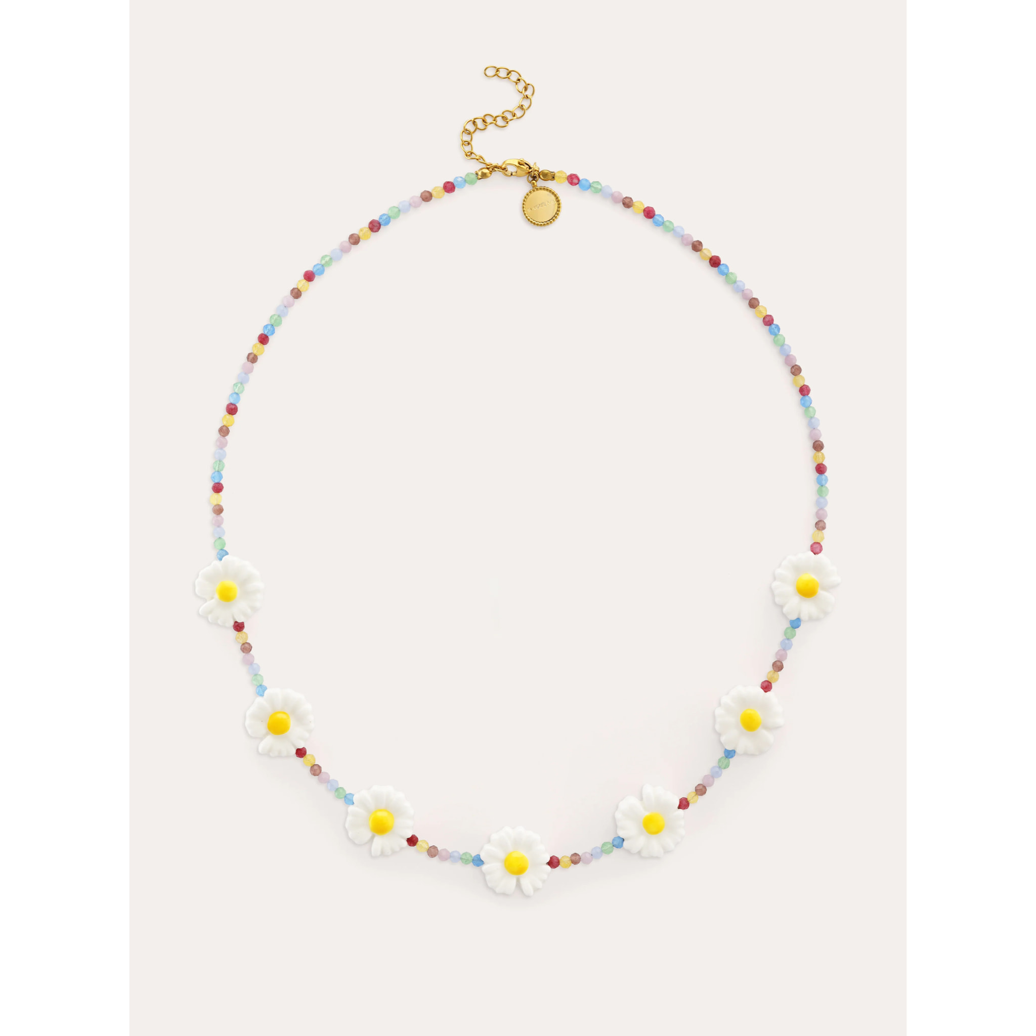 Collar Long Margarita Acero Baño Oro