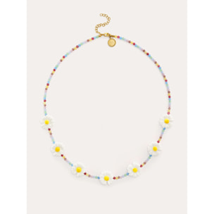 Collar Long Margarita Acero Baño Oro