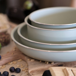 Batterie de cuisine 5 pièces en aluminium recyclé céladon