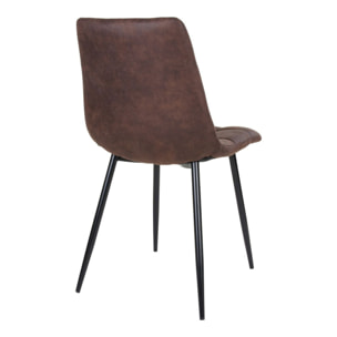 Set 2 sedie da pranzo Middelfart in microfibra marrone scuro con gambe nere