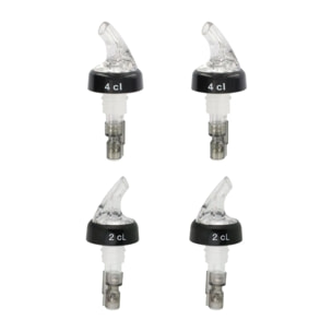 Set de 4 becs verseurs doseurs à alcool à bille 2 cl et 4 cl Fackelmann