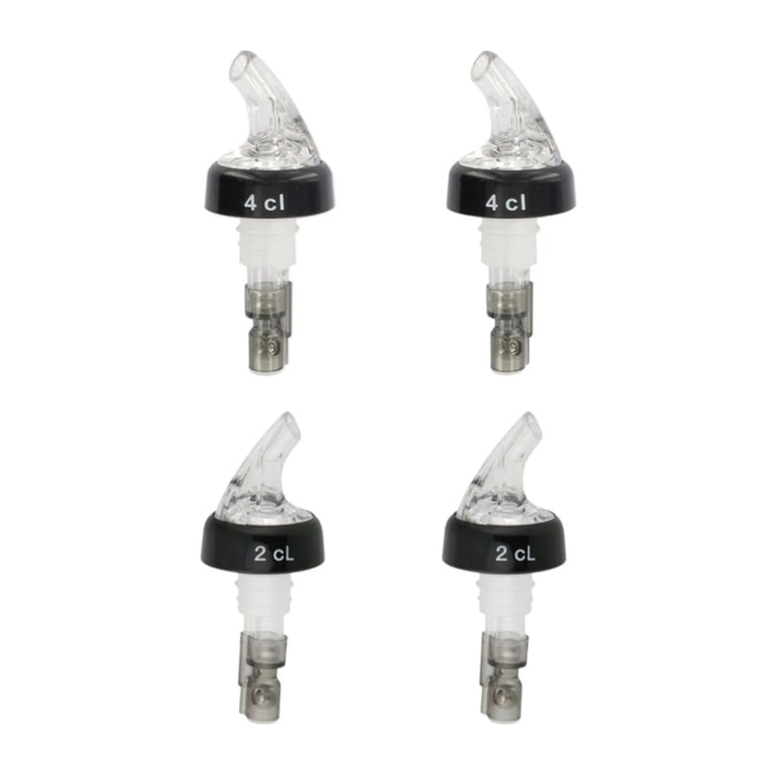Set de 4 becs verseurs doseurs à alcool à bille 2 cl et 4 cl Fackelmann